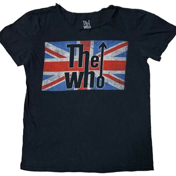The Who Official Union Jack Logo Graphic T-Shirt Black Women’s Sz S - Picture 1 of 6